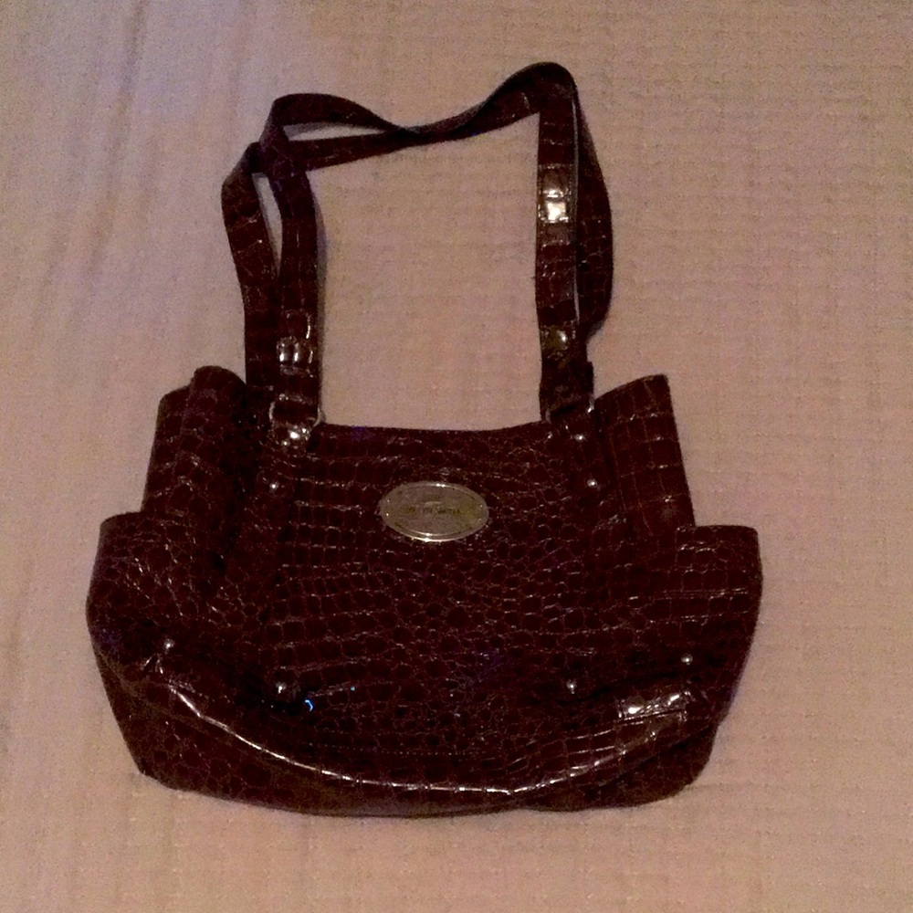 Burgundy Snakeskin Mid-Sized Jaclyn Smith Handbag